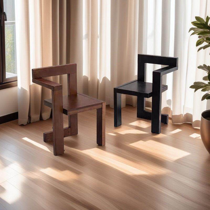 中古实木餐椅北欧简约设计师书桌复古创意扶手单人休闲梳妆椅凳子