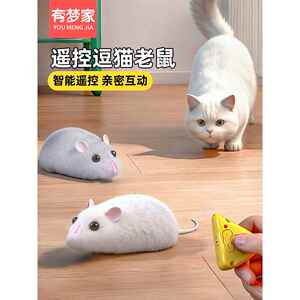 遥控老鼠抽象小玩意逗猫玩具电动旋转小老鼠小白鼠恶作剧神器模型