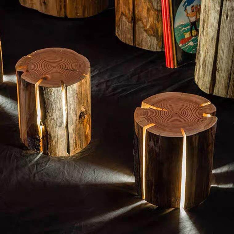 太阳能草坪灯户外防水庭院公园景观灯树脂花园装饰发光树桩灯光控