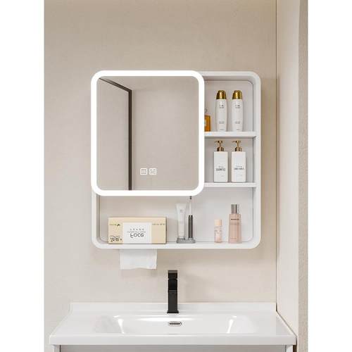 需定制弧形智能浴室镜柜独立浴室壁挂式储物镜箱光除雾器架镜