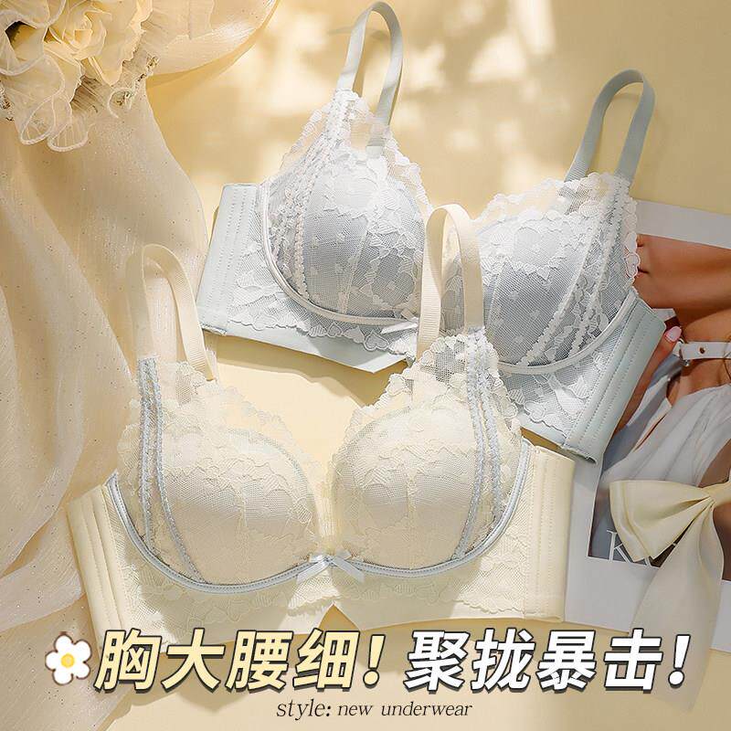 罗丽丝内衣女蕾丝小胸聚拢显大上托 托调整型平胸专用防外扩文胸