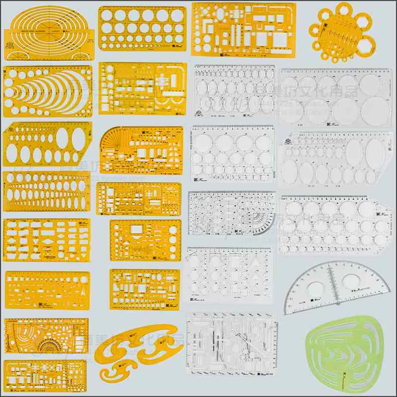 建筑设计绘图模板尺学生几何函数尺制图尺画圆椭圆家俱建筑模板