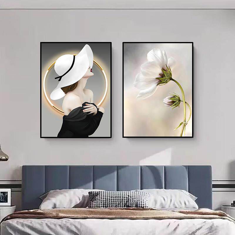 卧室床头装饰画 画主卧房间墙面挂画 画美女高级感壁画 画美容院