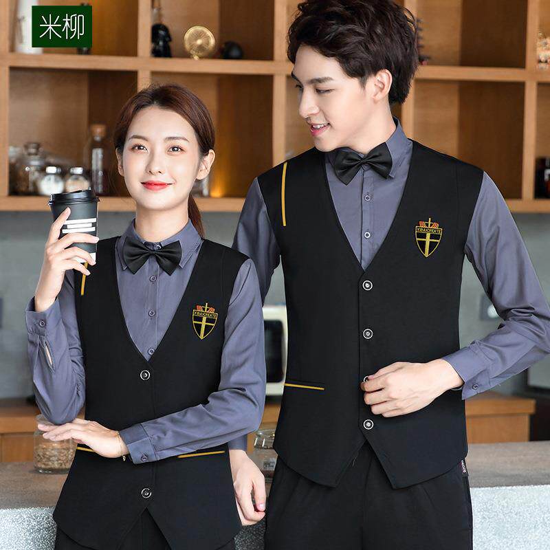 KTV服务员工作服工装绣logo男假马甲套装酒店餐饮饭店西餐厅制服