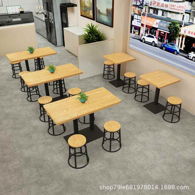 连锁饮小吃餐快无品牌/餐店桌椅组合食堂饭店桌餐厅早米餐线店商