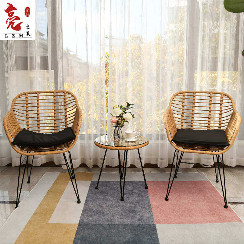 户外藤椅阳台三件套庭院室内外样板房藤编创意休闲手工桌椅组合,商业/办公家具,商用藤编家具,淘宝优惠券,粉丝福利购,淘宝优惠卷