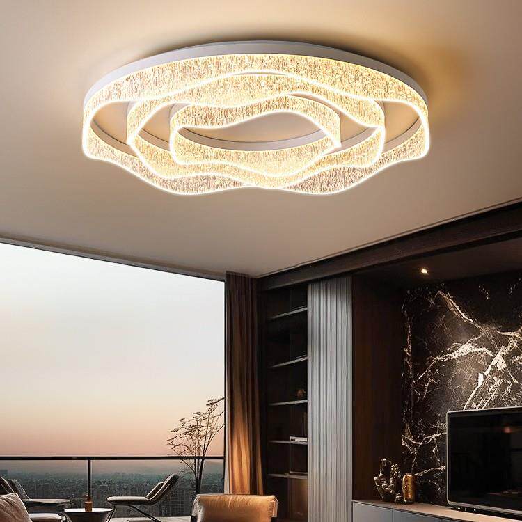 客厅灯现代圆形大气卧室灯冰裂纹吸顶灯意式极简全屋中山灯具套餐