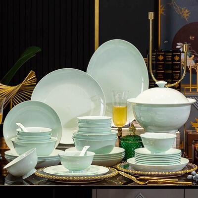 Jingdezhen high-temperature blue glazed bone porcelain dish