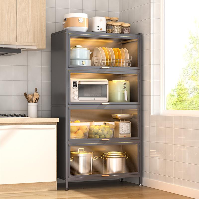 厨房微波炉用防尘置物多柜家落地层物置架碗筷柜餐边柜SS-74698橱
