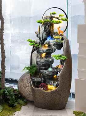 客落地流水松生财摆件客玄关家居招财装饰厅IGT假山迎喷泉循环水