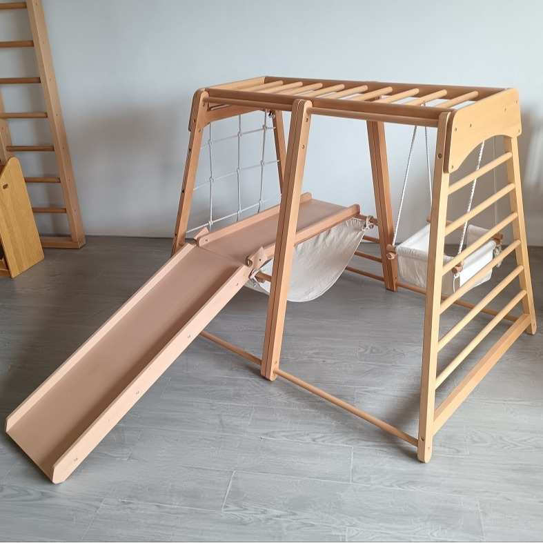 儿童攀爬架室内家用小型滑滑梯架子宝宝木质滑梯秋千攀岩组合