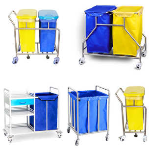 医院不锈钢污物车护理车用加厚三层晨护车护士车污物垃圾车被服车