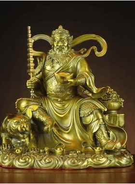 全黄铜武财神赵公明虎财神神像骑虎财神供奉摆件大号赵元帅