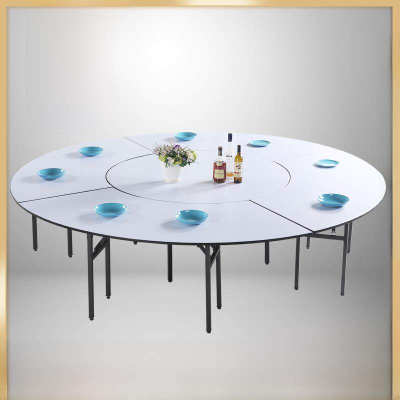 酒店圆桌婚庆宴会桌折叠餐桌圆桌大排档饭店桌15人20人pvc台面