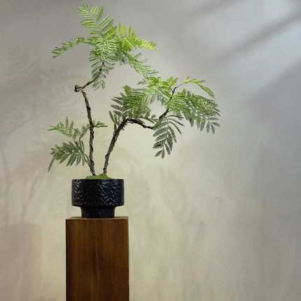 蓝花楹仿真绿植高端轻奢中式禅意桌面茶室小型盆栽景玄关假花摆件