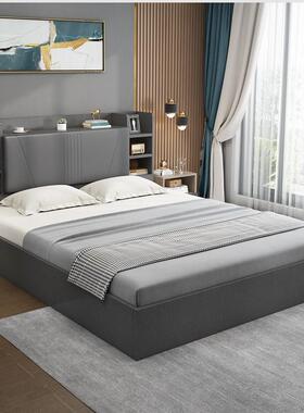 床实高箱储物床现代简约1.5米小户型主卧双人1.8米榻榻米木板式床