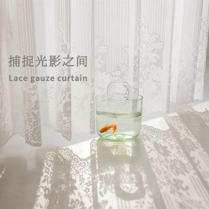 法式蕾丝窗帘客厅卧室飘窗白纱纱帘透光不透人薄纱纱帘高级感布料