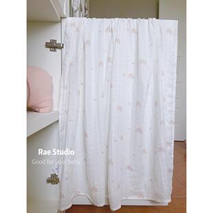 Rae Studio 自制彩虹竹棉纱布巾活性印花宝宝盖毯 婴儿包巾推车巾