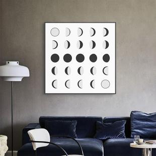 一沫北欧风格 饰画现代简约挂画卧室床头壁画黑白小圆点画 客厅装