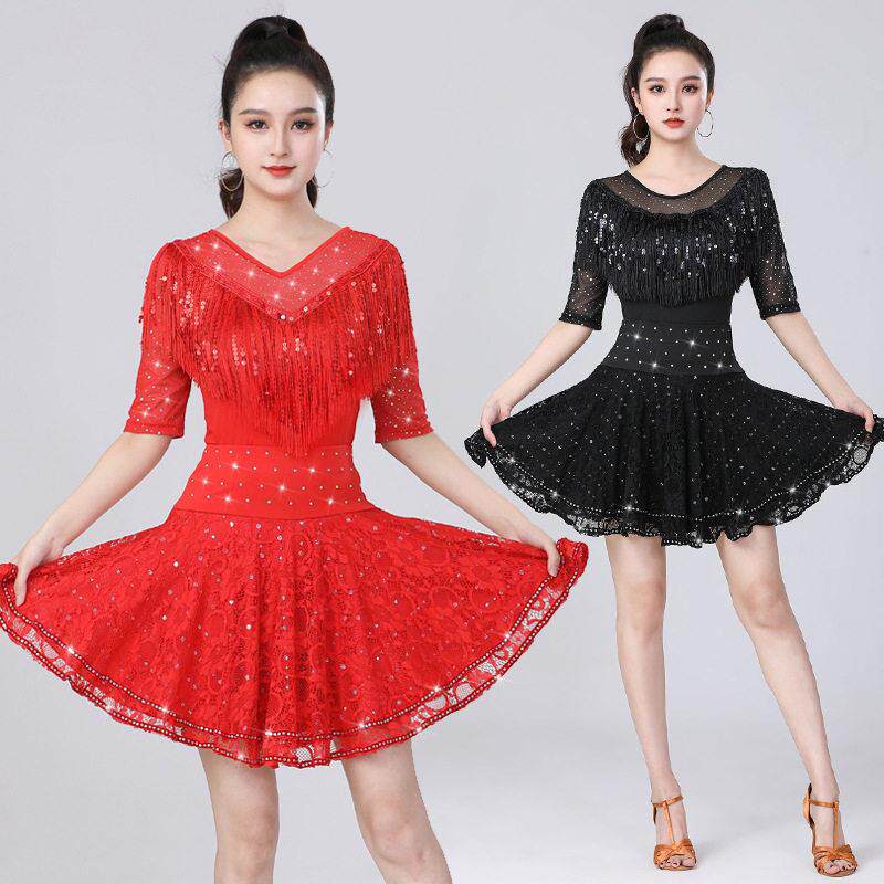 广场舞服装新款套装水兵舞三步踩吉特巴拉丁舞跳舞流苏半身裙亮片