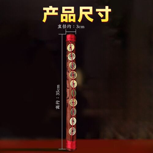 天然雷击老桃木雕手持十帝钱拷鬼棒安宅护家摆件纯手工雕刻品