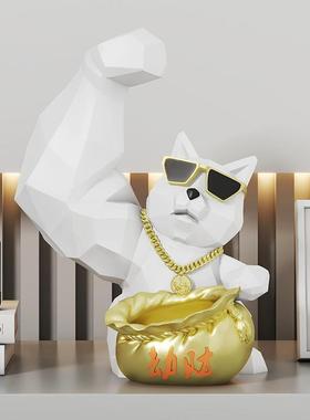 几何劫财猫桌面收纳摆件电视柜酒柜茶几办公室装饰品乔迁新房送礼