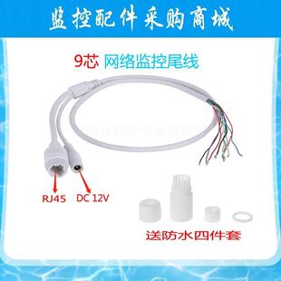 监控摄像头POE网络防水尾线自带指示灯 雄迈 天视通 中维模组尾线