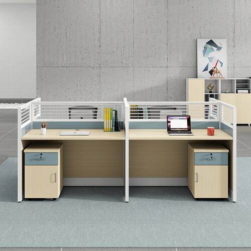 屏风职员办公桌简约现代4/6双人员工位桌椅组合财务室家具工作位