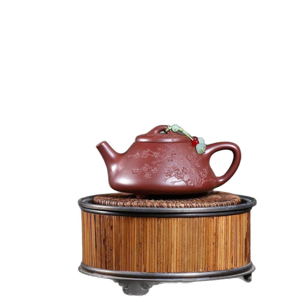 一件宜兴紫砂原矿龙血砂名家手工制作梅花石瓢泡茶壶礼品茶具