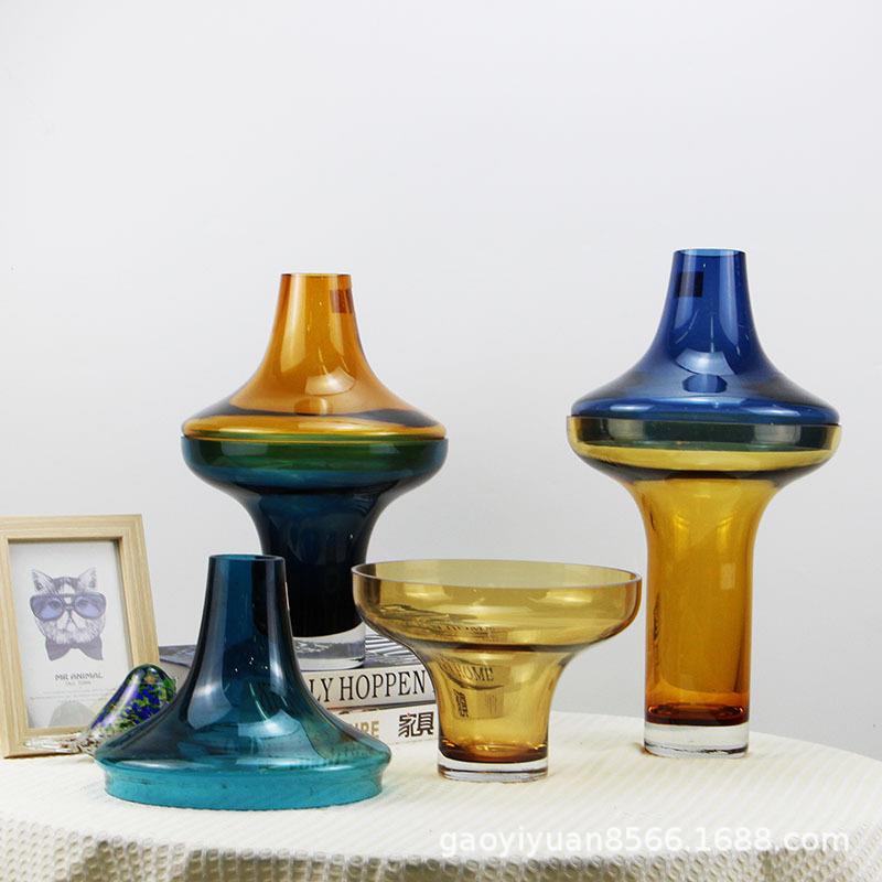 简2459插约现代关双玻璃干花花茶几餐桌软装饰品家居玄客厅软色装