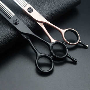 对称柄剪刀 A型剪刀 黑色烤漆看 烤漆玫瑰金色 440C美发剪 A字剪