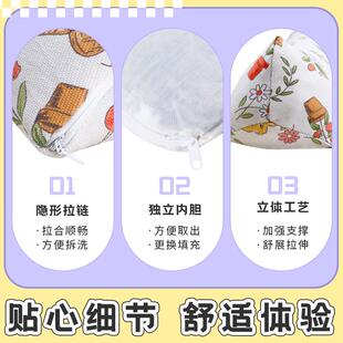 新款直销荞麦壳三角颈椎枕棉布菱形护颈枕办公室单人腰靠枕头艾草