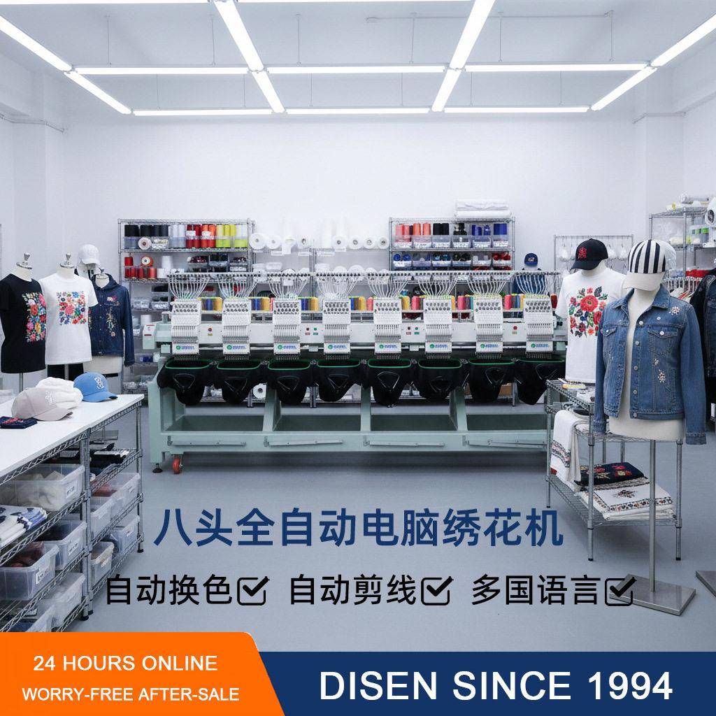 工业多功能电脑绣花机8头12针商用家用刺绣机 Embroidery Machine