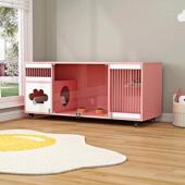 猫别墅粉色猫屋家用猫笼子室内猫笼猫厕一体猫窝猫舍实木猫柜子