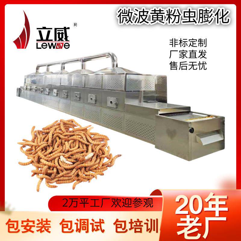微波黄粉虫烘干设备 立威虫类干燥膨化机 微波蚂蚱脱水干燥一体机