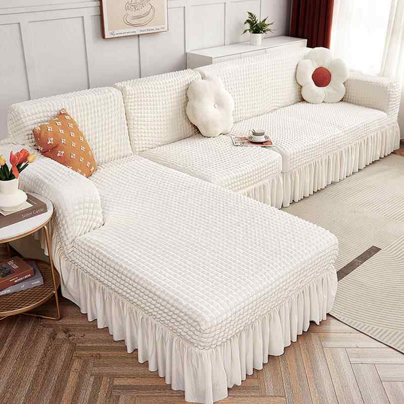 弹力泡泡纱沙发套盖布纯色贵妃位客厅组合沙发套全包防滑四季通用