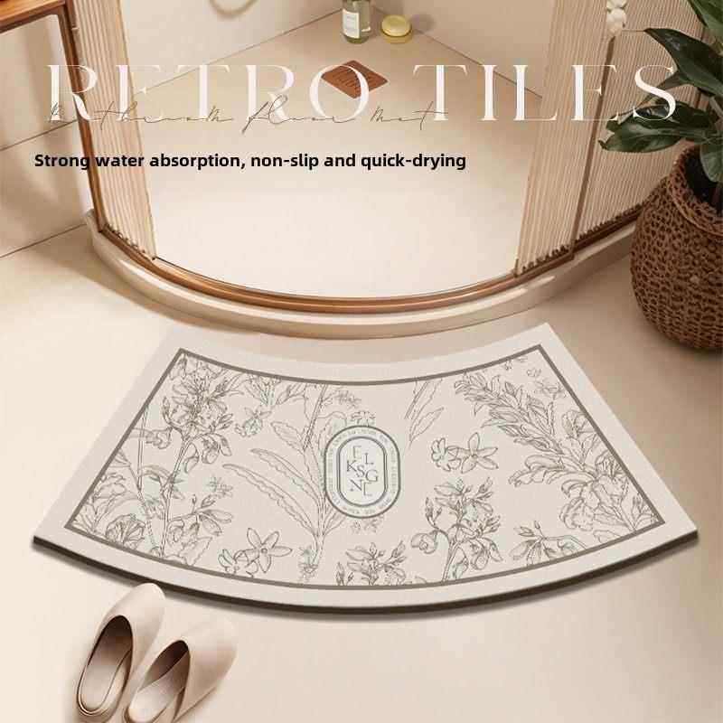 美式浴室地垫硅藻泥软垫卫生间半圆弧形吸水门垫踩脚垫扇形防滑垫