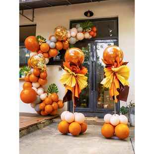 橙色气球链拱门立柱氛围装饰店面开业毕业季商场活动场景布置用品