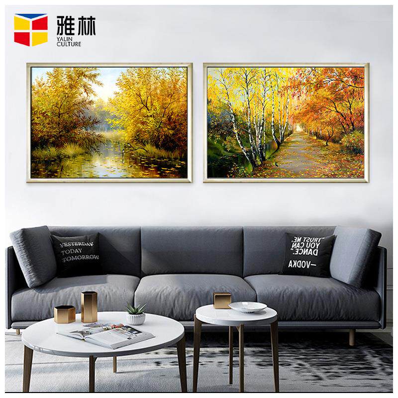 高清艺术微喷现代简约装饰画画芯客厅走廊壁画风景油画挂画