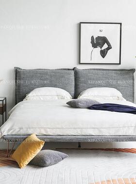 设计师布艺床意式风格现代简约北欧1.8m双人床小户型创意婚床主卧