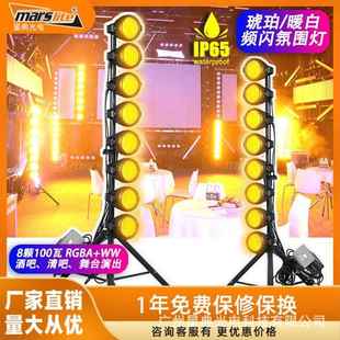 琥珀色 暖白 IP66防水频闪染色效果灯8颗 100W演唱会舞台RGB