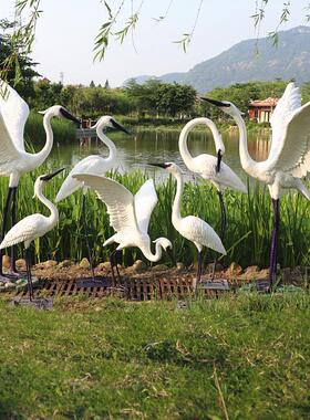 室外模拟白鹭摆件玻璃纤维庭院花园森林动物鹤雕塑水池鸟类景观美