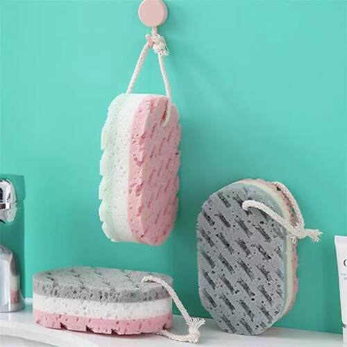 Three-color bath sponge brush for back scrubbing, suitable f