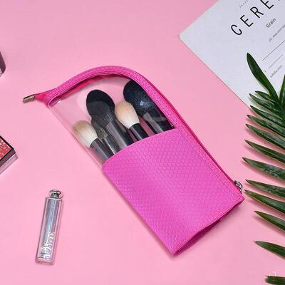 Makeup Bag Brush Holder Pencil Case Zipper Closure Stand-up