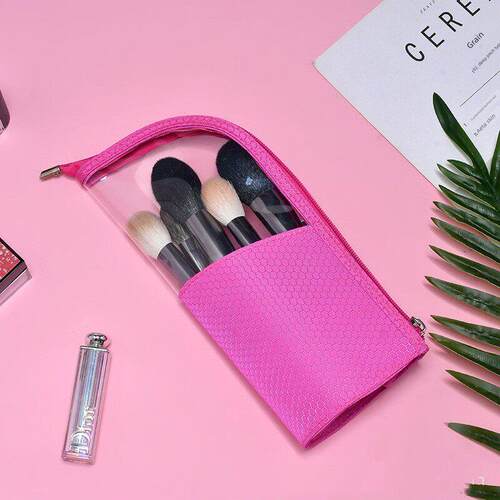 Makeup Bag Brush Holder Pencil Case Zipper Closure Stand-up