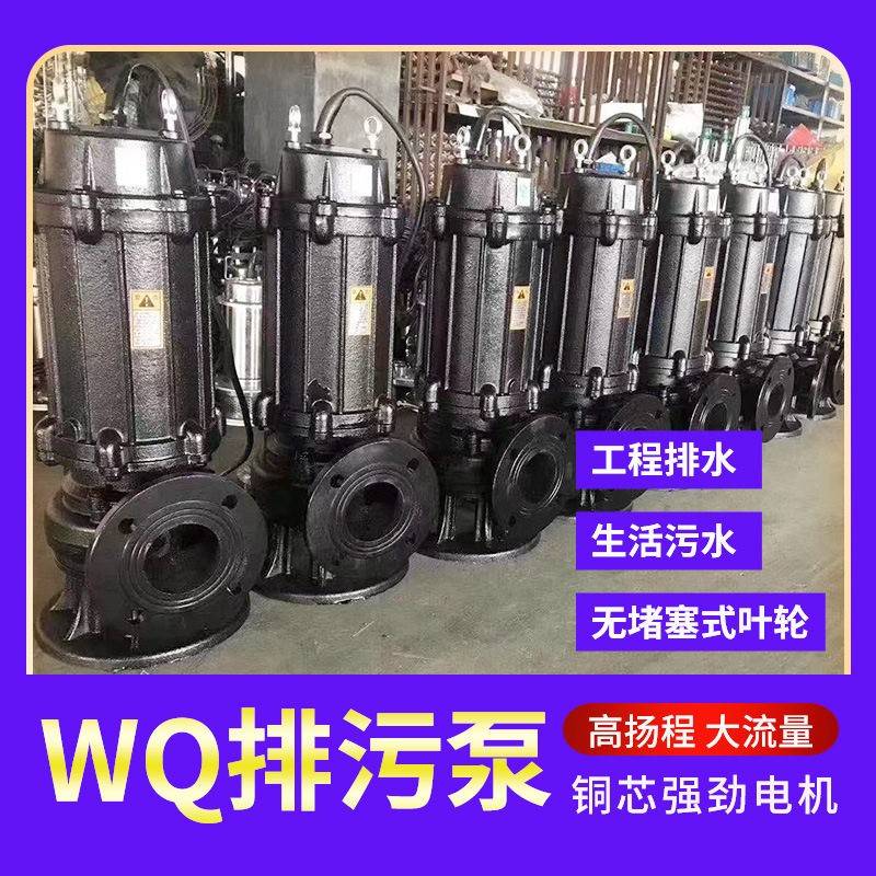 长期供应WQ/QW大功率排污泵小型排污泵潜水排污泵无堵塞排污泵