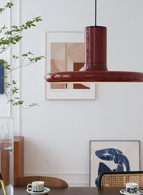 法式中古Vintage餐厅吊灯北欧极简创意ufo复古红色餐桌飞碟盘吊灯