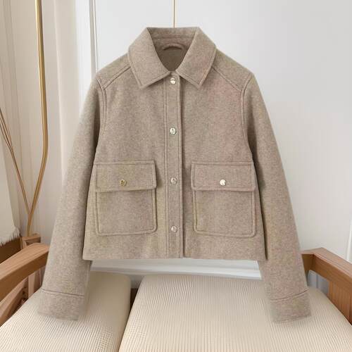 Soft woolen shirt single cardigan jacket for