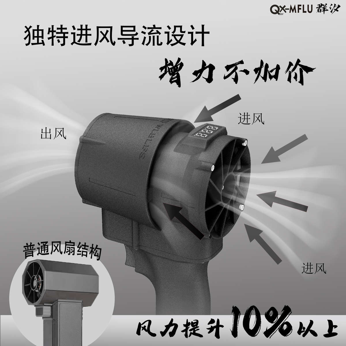 QX-MFLU64mm涡轮风扇强力手持式工业电动工具吹风机除雪除尘吹水