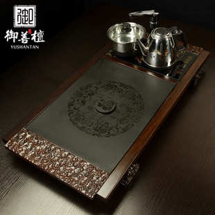 实木茶盘黑檀木乌金石茶台四合一一体全自动功夫茶具源头厂家批发